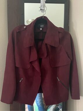 Kut from the Kloth Burgundy Women’s faux suede draped Jacket. Medium